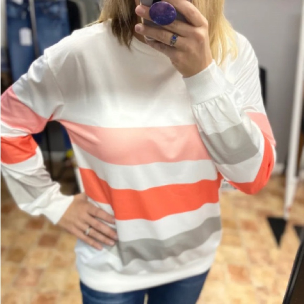 BOUTIQUE Stripe Pullover Sweatshirt NEW!